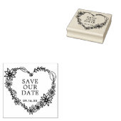 Bloemen Hart Krans Bewaar onze Datum Rubberstempel (Gestempeld)