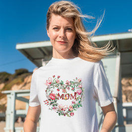 Bloemen Hart Krans - MOM T-shirt