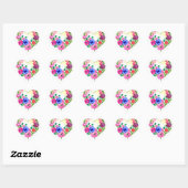 Bloemen Hart Krans Pastel Waterverf Paarse Blauw Hart Sticker (Vel)