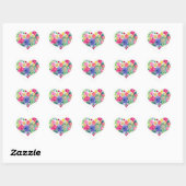 Bloemen Hart Krans Pastel Waterverf Roze Rozen Hart Sticker (Vel)
