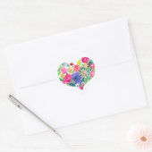 Bloemen Hart Krans Pastel Waterverf Roze Rozen Sticker (Envelop)