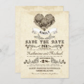 Bloemen  Hart Uniek Bewaar de datumkaarten Save The Date (Voorkant / Achterkant)