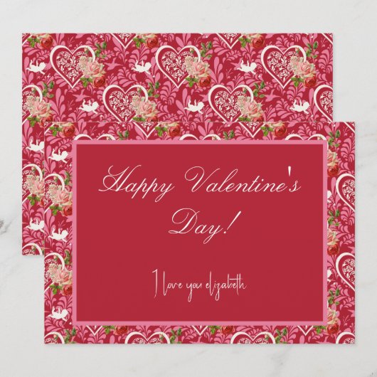  Bloemen Hart Valentijnsdag Kaart (Voorkant / Achterkant)