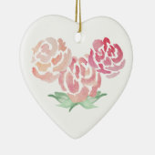 Bloemen Hart Vorm Keramische Vakantie Ornament (Rechts)