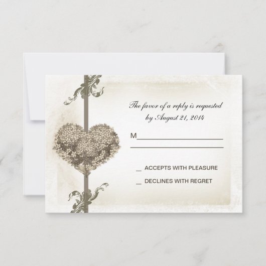 Bloemen Hart Wedding RSVP Design Kaartje (Voorkant)