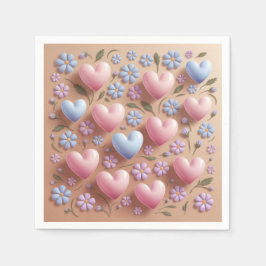 Bloemen Harten Cocktail servetten