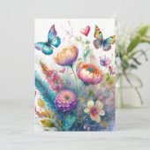 Bloemen, harten en vlinders feestdagenkaart (Staand voorkant)