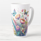 Bloemen, harten en vlinders latte mok (Rechterhoek)