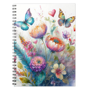 Bloemen, harten en vlinders notitieboek