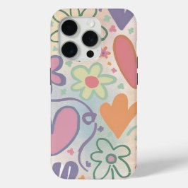 Bloemen Harten Girly Minimalistisch iPhone 15 Pro Case