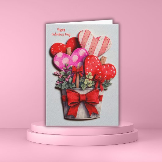 Bloemen Harten in een Pot Valentijnskaart  Kaart