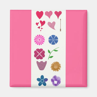 Bloemen & harten magneet