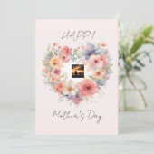 Bloemen Hartvorm Happy Moederdag Kaart (Staand voorkant)