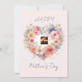 Bloemen Hartvorm Happy Moederdag Kaart