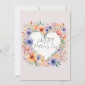 Bloemen Hartvorm Happy Moederdag Kaart (Voorkant)