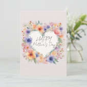 Bloemen Hartvorm Happy Moederdag Kaart (Staand voorkant)