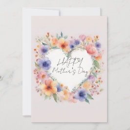 Bloemen Hartvorm Happy Moederdag Kaart