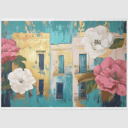  Bloemen Havana Cuba Decoupage Tissuepapier (Voorkant)