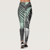 Bloemen Hawaïaans patroon met lichtgroen Leggings (Achterkant)
