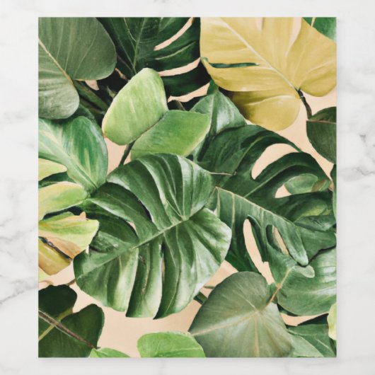 Bloemen/Hawaïaans/Tropisch blad Wijn Etiket (Enkel label)