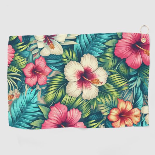 Bloemen Hawaïaans/tropisch Golfhanddoek (Horizontaal)