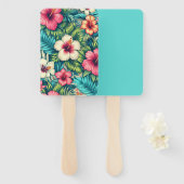 Bloemen Hawaïaans/tropisch Handwaaier (Voorkant en achterkant)