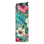 Bloemen Hawaïaans/tropisch Thermosbeker (Gedraaid links)