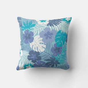 Bloemen Hawaïaanse blauwe tinten Kussen