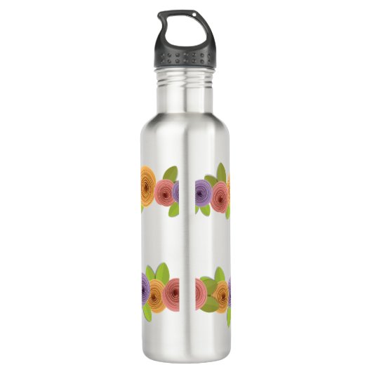  Bloemen Hebreeuws gepersonaliseerd Waterfles (Achterkant)