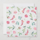 Bloemen Heet Roze Elegant Waterverf Vrijgezellenfe Kaart (Achterkant)