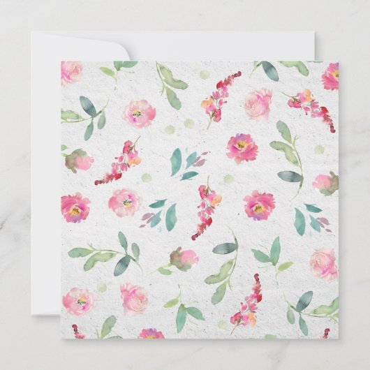 Bloemen Heet Roze Elegant Waterverf Vrijgezellenfe Kaart (Achterkant)