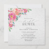 Bloemen Heet Roze Elegant Waterverf Vrijgezellenfe Kaart (Voorkant)