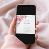 Bloemen Heet Roze Elegant Waterverf Vrijgezellenfe Kaart