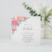 Bloemen Heet Roze Elegant Waterverf Vrijgezellenfe Kaart (Staand voorkant)