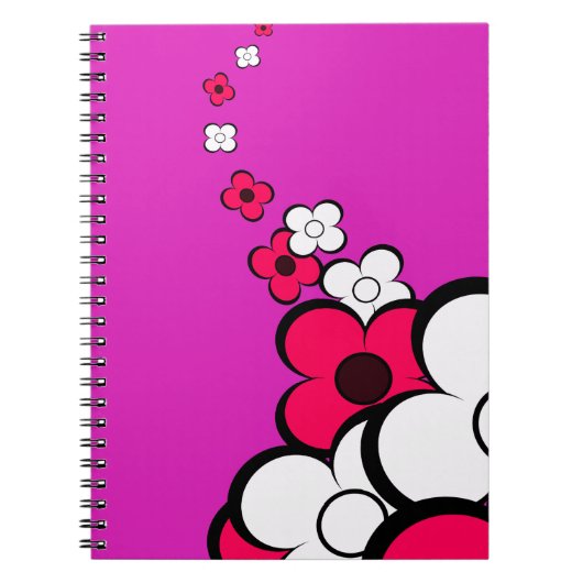 Bloemen Heet Roze Wit Notitieboek (Voorkant)