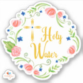 Bloemen Heilig Water Fles Sticker (Voorkant)