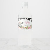Bloemen Heilige Koe Baby shower Waterfles Etiket (Voorkant)
