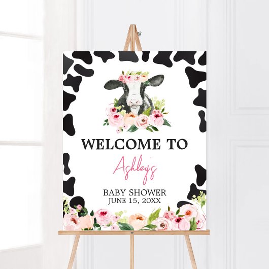 Bloemen Heilige Koe Baby shower Welkom Poster
