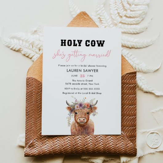 Bloemen Heilige Koe Western Cowgirl Vrijgezellenfe Kaart