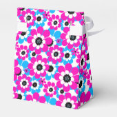 Bloemen helder neonpatroon helder karmozijnrood en bedankdoosjes (Achterkant)