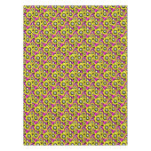 Bloemen heldere neonpatroon karmozijn en gele stro tafelkleed (Voorkant)
