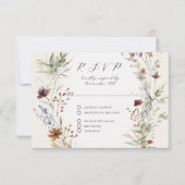 Bloemen Herfst BOHO Wildflower Ivoor QR code Bruil RSVP Kaartje (Voorkant)