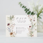 Bloemen Herfst BOHO Wildflower Ivoor QR code Bruil RSVP Kaartje (Staand voorkant)