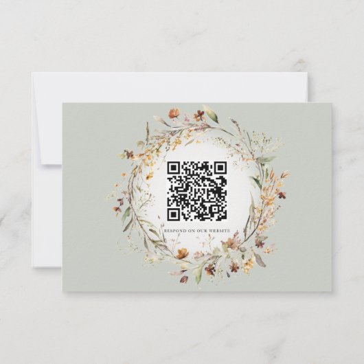 Bloemen Herfst BOHO Wildflower Ivoor QR code Bruil RSVP Kaartje (Achterkant)