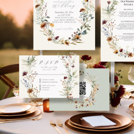 Bloemen Herfst BOHO Wildflower Ivoor QR code Bruil RSVP Kaartje