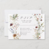 Bloemen Herfst BOHO Wildflower QR code Bruiloft RSVP Kaartje (Voorkant)