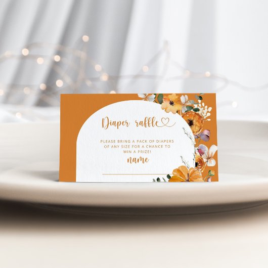 Bloemen Herfst boog pompoen luier loterij ticket Informatiekaartje