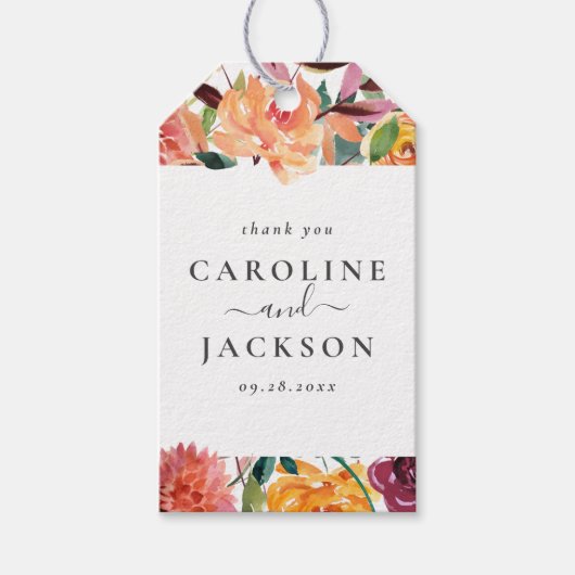 Bloemen herfst bruiloft gunst Label Cadeaulabel (Voorkant)