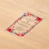 Bloemen Herfst Foliage Wedding Acryl Uitnodigingen (Laagn)