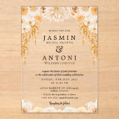 Bloemen Herfst Foliage Wedding Acryl Uitnodigingen (Voorkant)